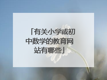 有关小学或初中数学的教育网站有哪些