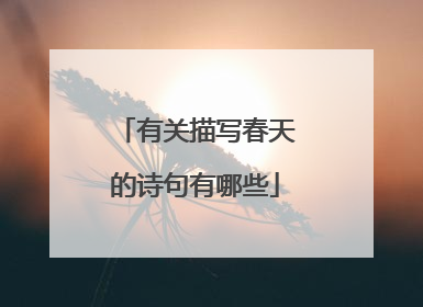 有关描写春天的诗句有哪些