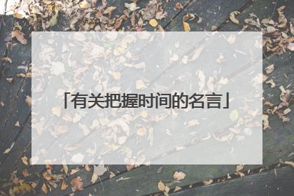 有关把握时间的名言