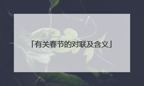 有关春节的对联及含义