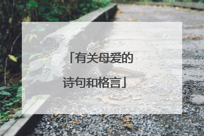 有关母爱的诗句和格言