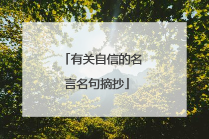 有关自信的名言名句摘抄