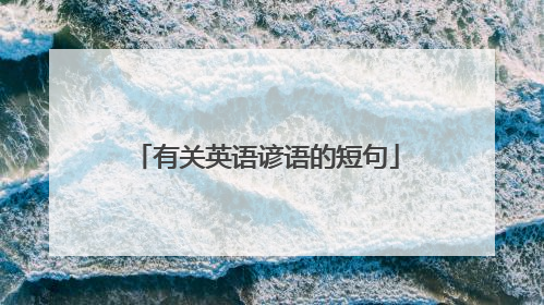 有关英语谚语的短句