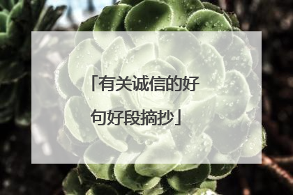 有关诚信的好句好段摘抄