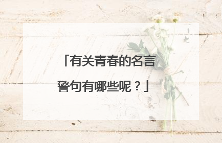 有关青春的名言警句有哪些呢?