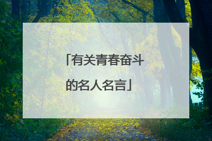 有关青春奋斗的名人名言