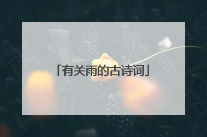 有关雨的古诗词