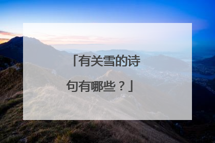 有关雪的诗句有哪些?