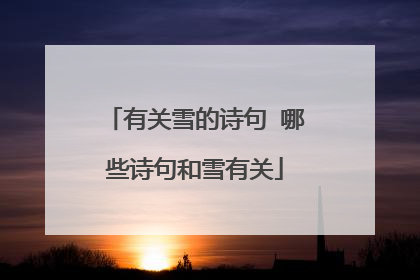 有关雪的诗句 哪些诗句和雪有关