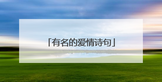 有名的爱情诗句