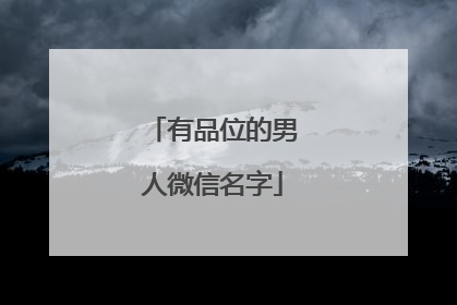 有品位的男人微信名字