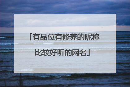 有品位有修养的昵称 比较好听的网名