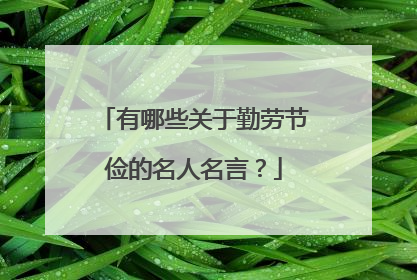 有哪些关于勤劳节俭的名人名言？