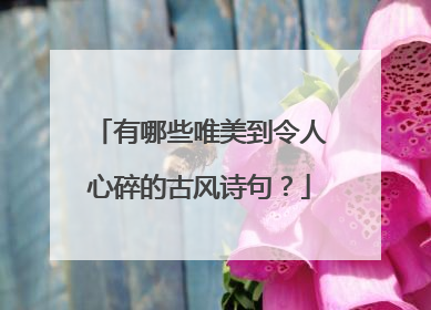 有哪些唯美到令人心碎的古风诗句?