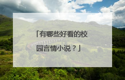 有哪些好看的校园言情小说？