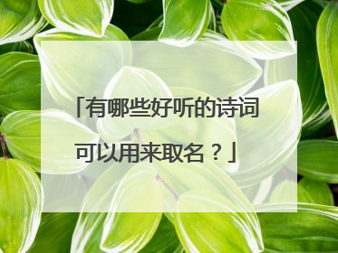 有哪些好听的诗词可以用来取名？
