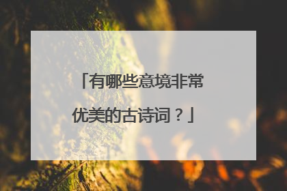 有哪些意境非常优美的古诗词?