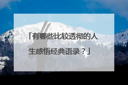有哪些比较透彻的人生感悟经典语录？