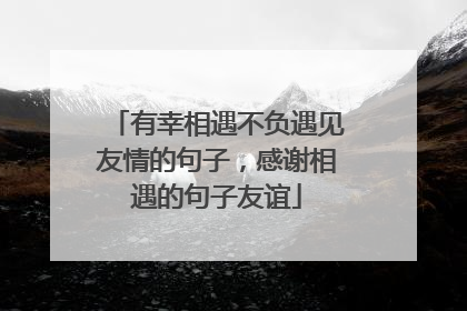 有幸相遇不负遇见友情的句子，感谢相遇的句子友谊
