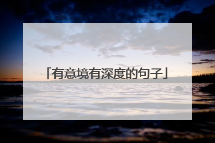 有意境有深度的句子