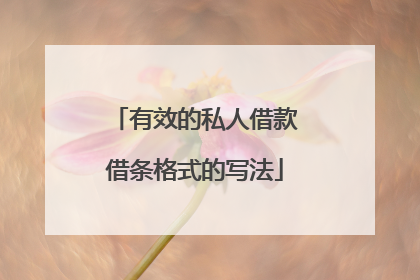 有效的私人借款借条格式的写法