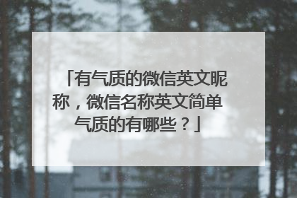 有气质的微信英文昵称,微信名称英文简单气质的有哪些?