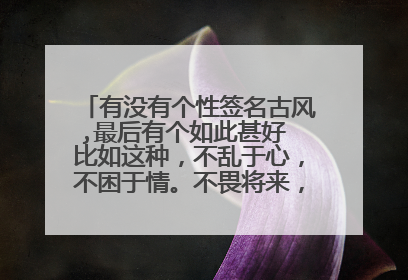 有没有个性签名古风,最后有个如此甚好 比如这种,不乱于心,不困于情。不畏将来,不念过往。如