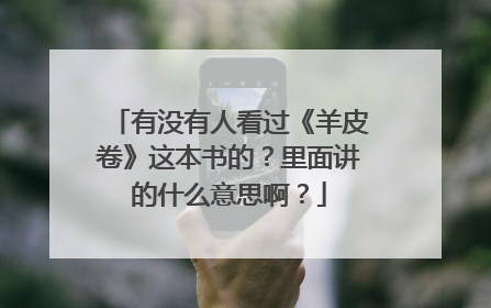 有没有人看过《羊皮卷》这本书的？里面讲的什么意思啊？