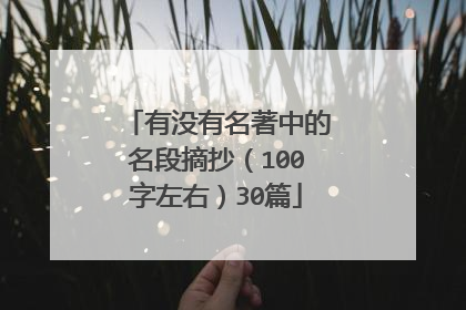 有没有名著中的名段摘抄（100字左右）30篇