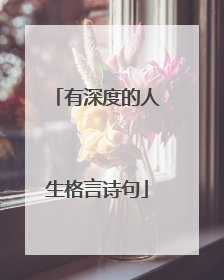 有深度的人生格言诗句