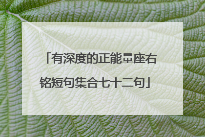 有深度的正能量座右铭短句集合七十二句