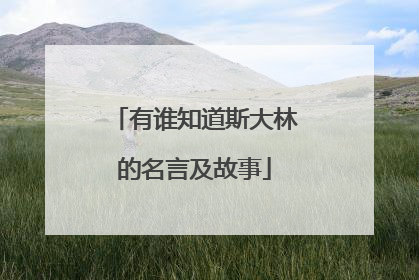 有谁知道斯大林的名言及故事