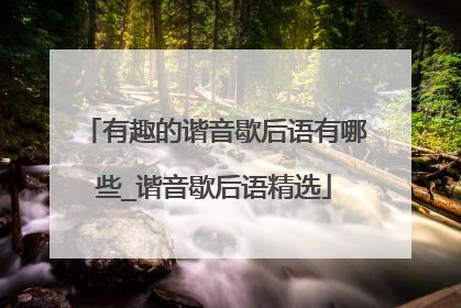 有趣的谐音歇后语有哪些_谐音歇后语精选