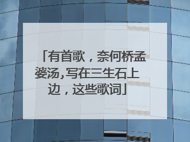 有首歌，奈何桥孟婆汤,写在三生石上边，这些歌词