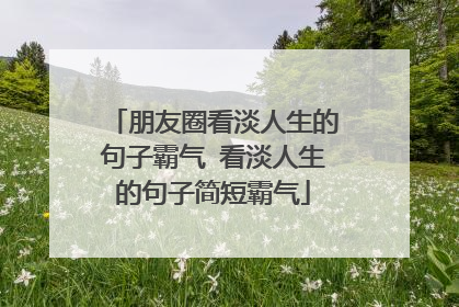 朋友圈看淡人生的句子霸气 看淡人生的句子简短霸气