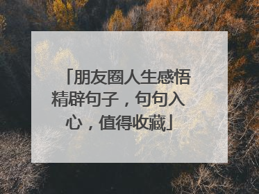 朋友圈人生感悟精辟句子,句句入心,值得收藏