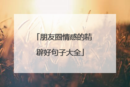 朋友圈情感的精辟好句子大全