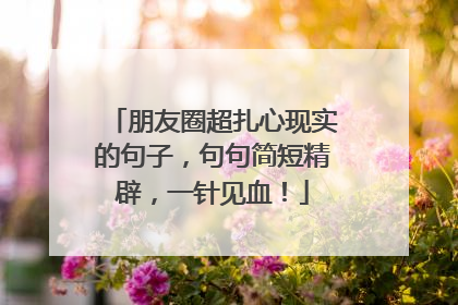 朋友圈超扎心现实的句子，句句简短精辟，一针见血！