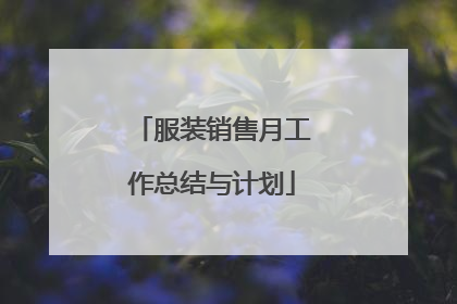 服装销售月工作总结与计划