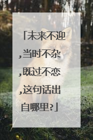 未来不迎,当时不杂,既过不恋,这句话出自哪里?