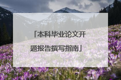 本科毕业论文开题报告撰写指南