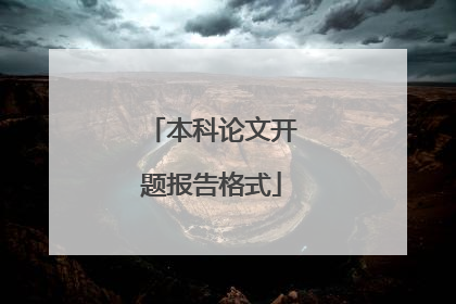 本科论文开题报告格式