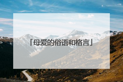 母爱的俗语和格言