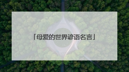 母爱的世界谚语名言