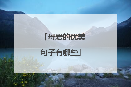 母爱的优美句子有哪些