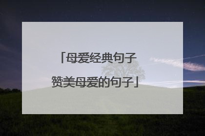 母爱经典句子 赞美母爱的句子