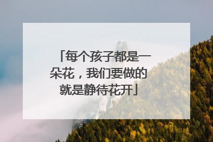 每个孩子都是一朵花，我们要做的就是静待花开