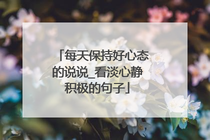 每天保持好心态的说说_看淡心静积极的句子