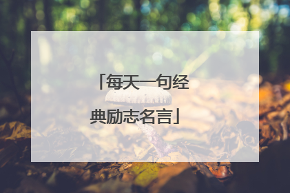 每天一句经典励志名言