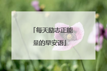 每天励志正能量的早安语